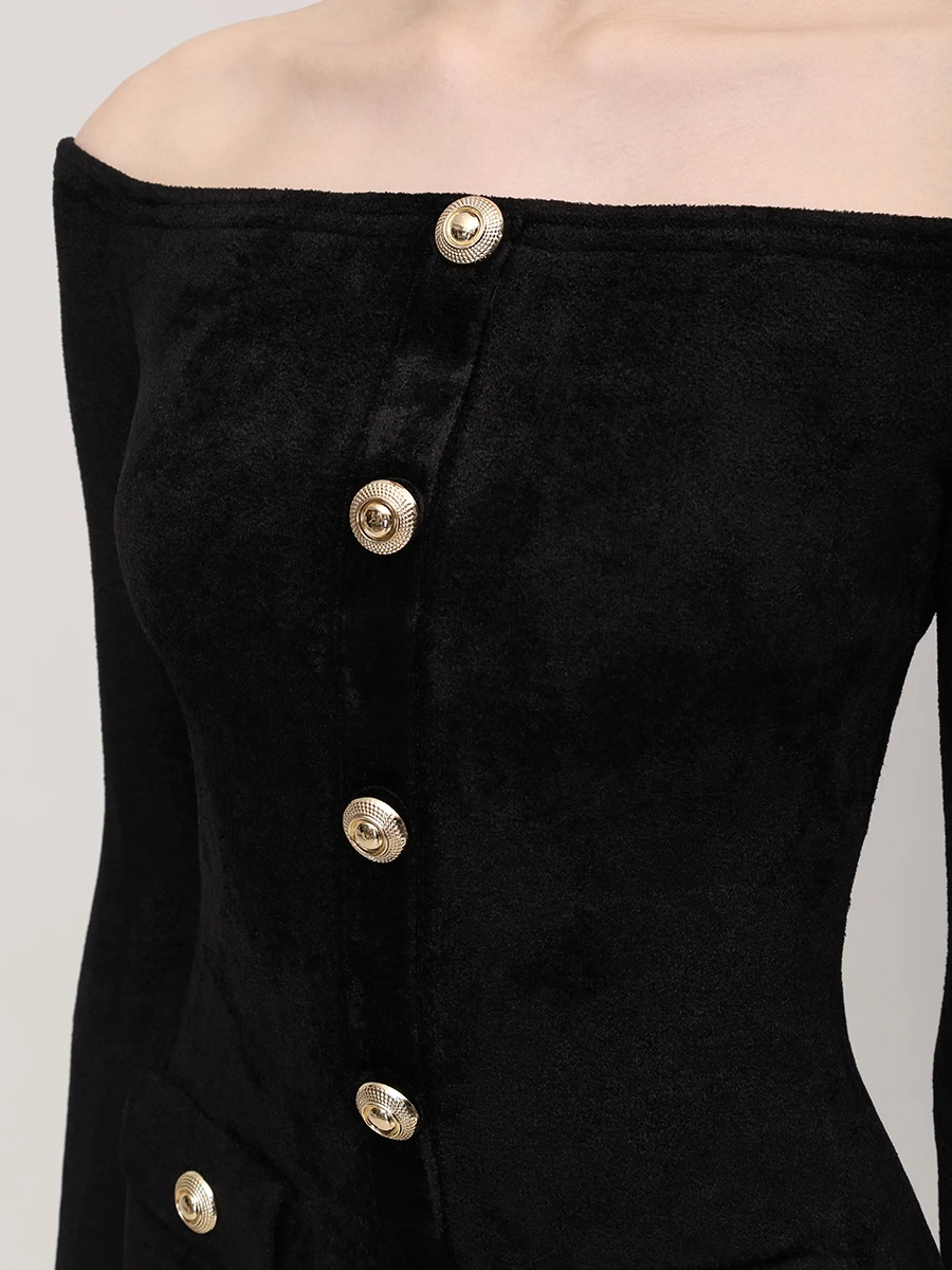 Платье из вискозы SELF-PORTRAIT RS25-085M-B Черный  Фото 5