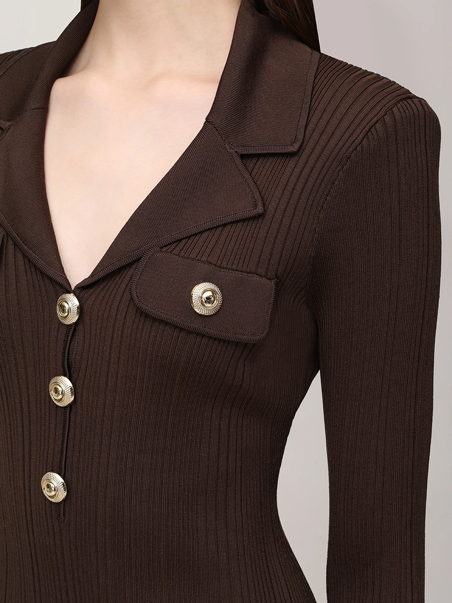 Платье из вискозы SELF-PORTRAIT RS25-038M-BR Коричневый  Фото 5