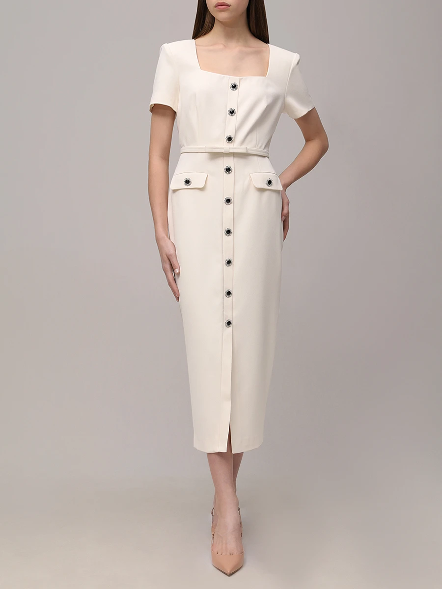 Платье однотонный SELF-PORTRAIT RS25-013M- C Белый  Фото 2