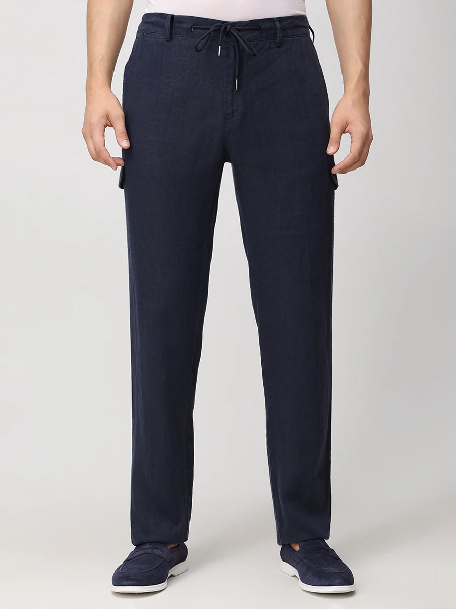 Брюки льняные CUDGI R 8551 C45 Синий  Фото 4