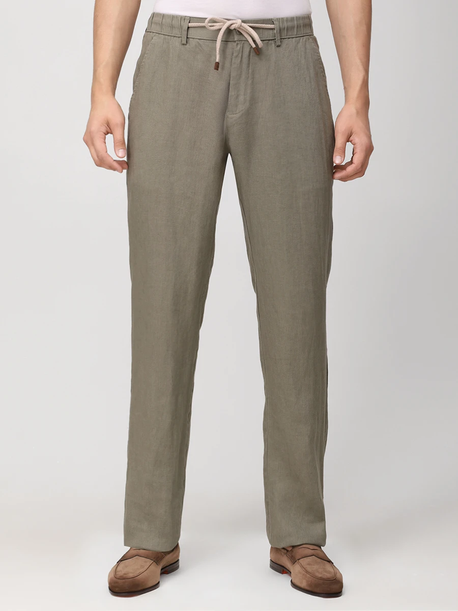 Брюки льняные CUDGI LP 850 C33 Хаки  Фото 4