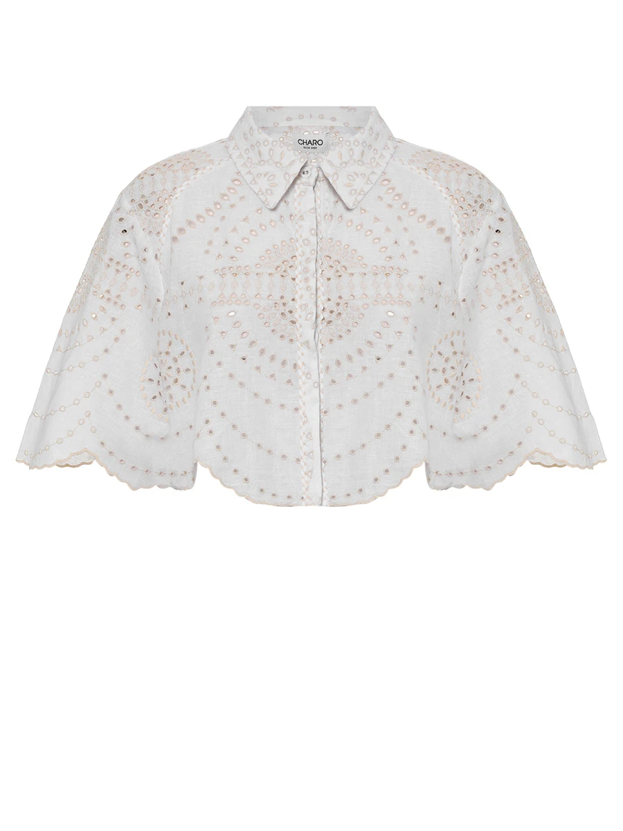 

Блуза из хлопка и льна, Белый, 254200