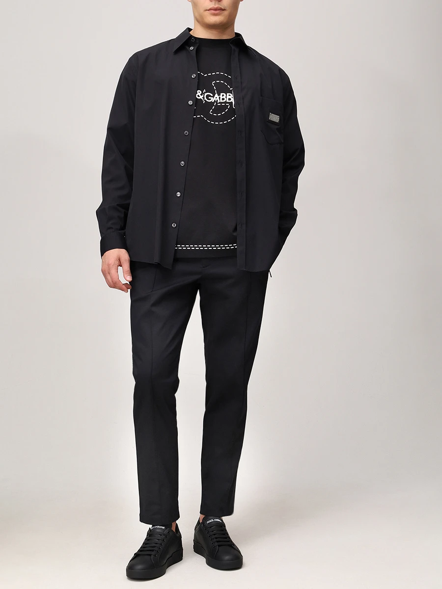 Брюки хлопковые DOLCE & GABBANA GYACETFUFNV N0000 Черный  Фото 2