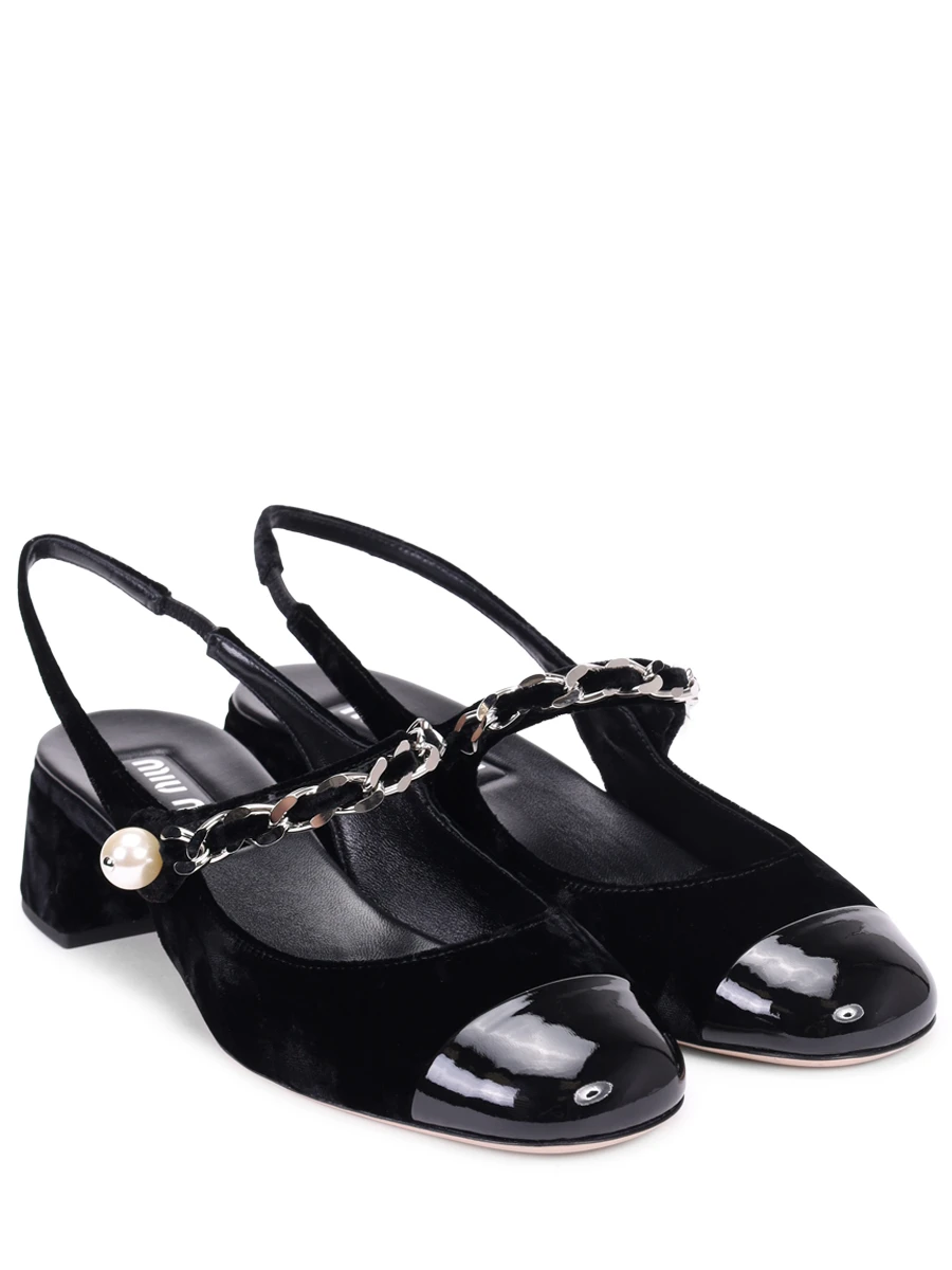 Туфли бархатные MIU MIU 5I045EF0353LQC F0002 Черный  Фото 2