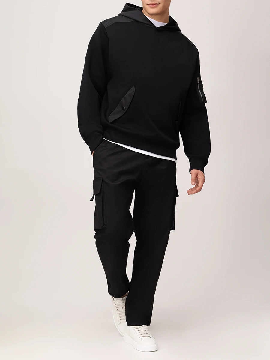 Худи хлопковое PRADA UJL04CSOOO11JE F0806 Черный  Фото 2