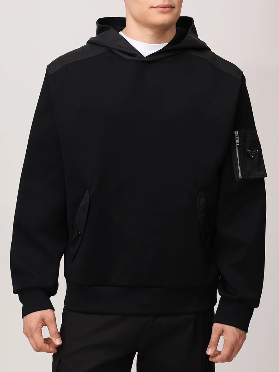 Худи хлопковое PRADA UJL04CSOOO11JE F0806 Черный  Фото 4