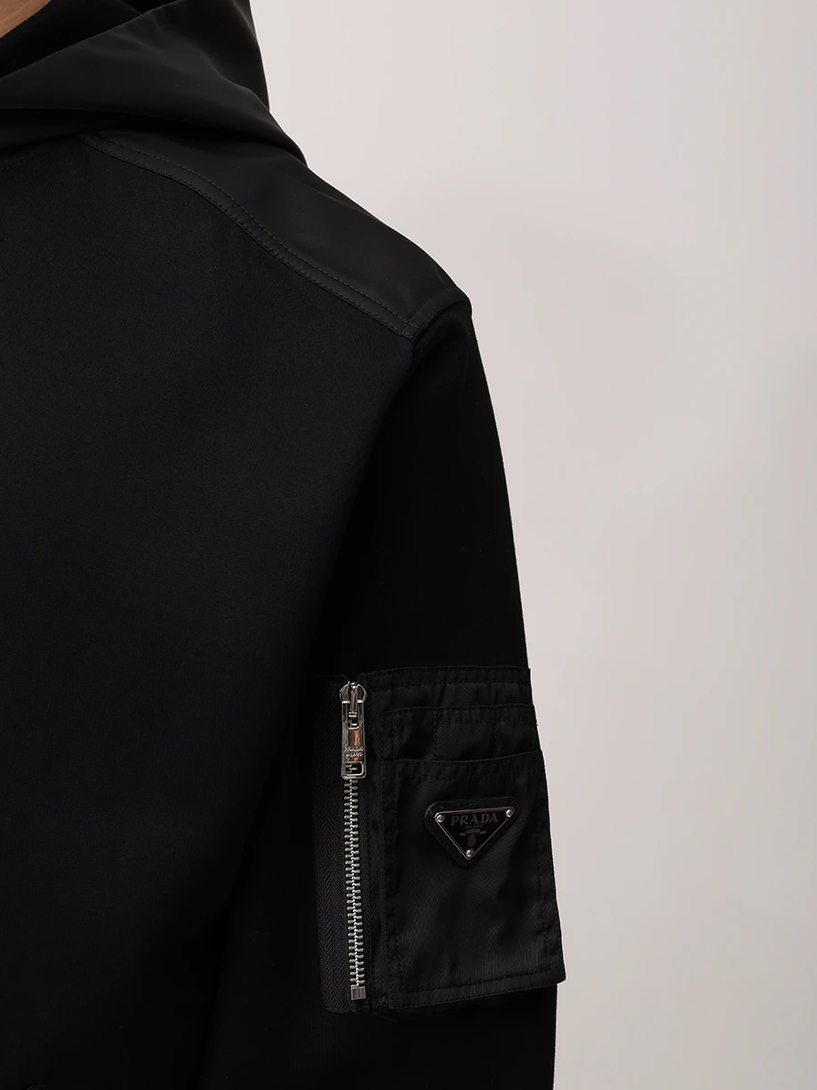 Худи хлопковое PRADA UJL04CSOOO11JE F0806 Черный  Фото 5