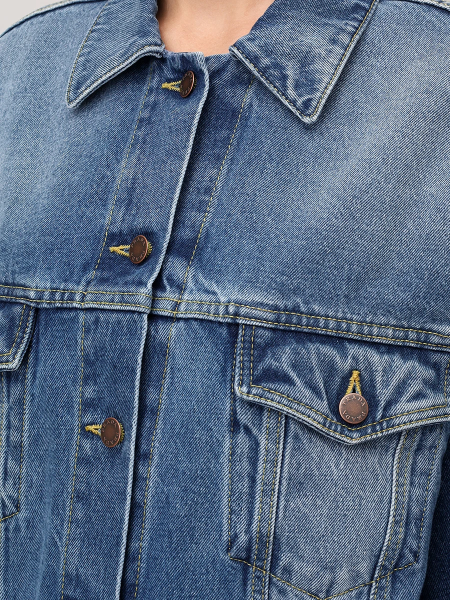 Куртка джинсовая PRADA GFB317SOOO16PK F0V3N Деним  Фото 5