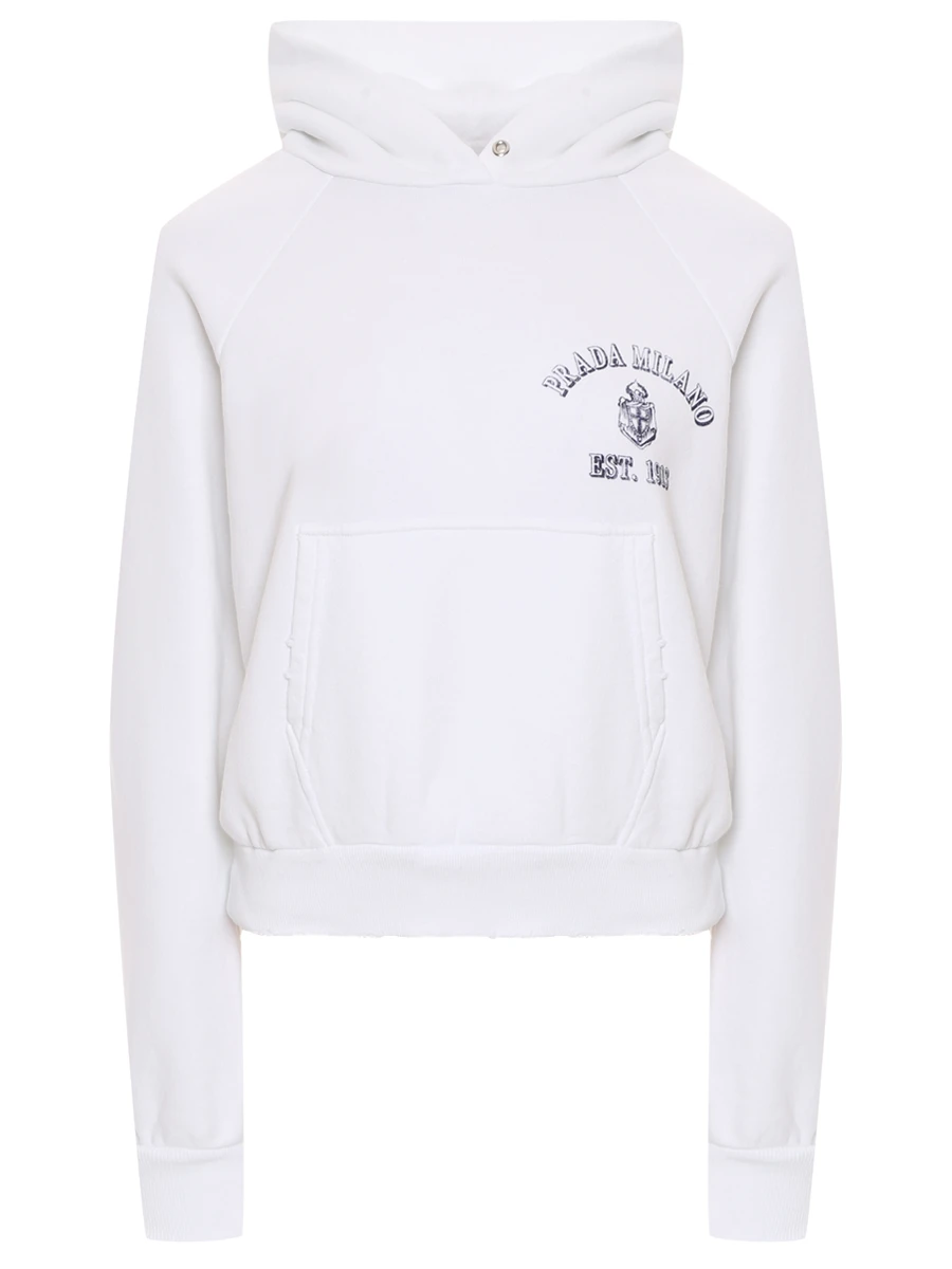 Худи хлопковое PRADA 134713SOOO16V4 F0009 Белый 