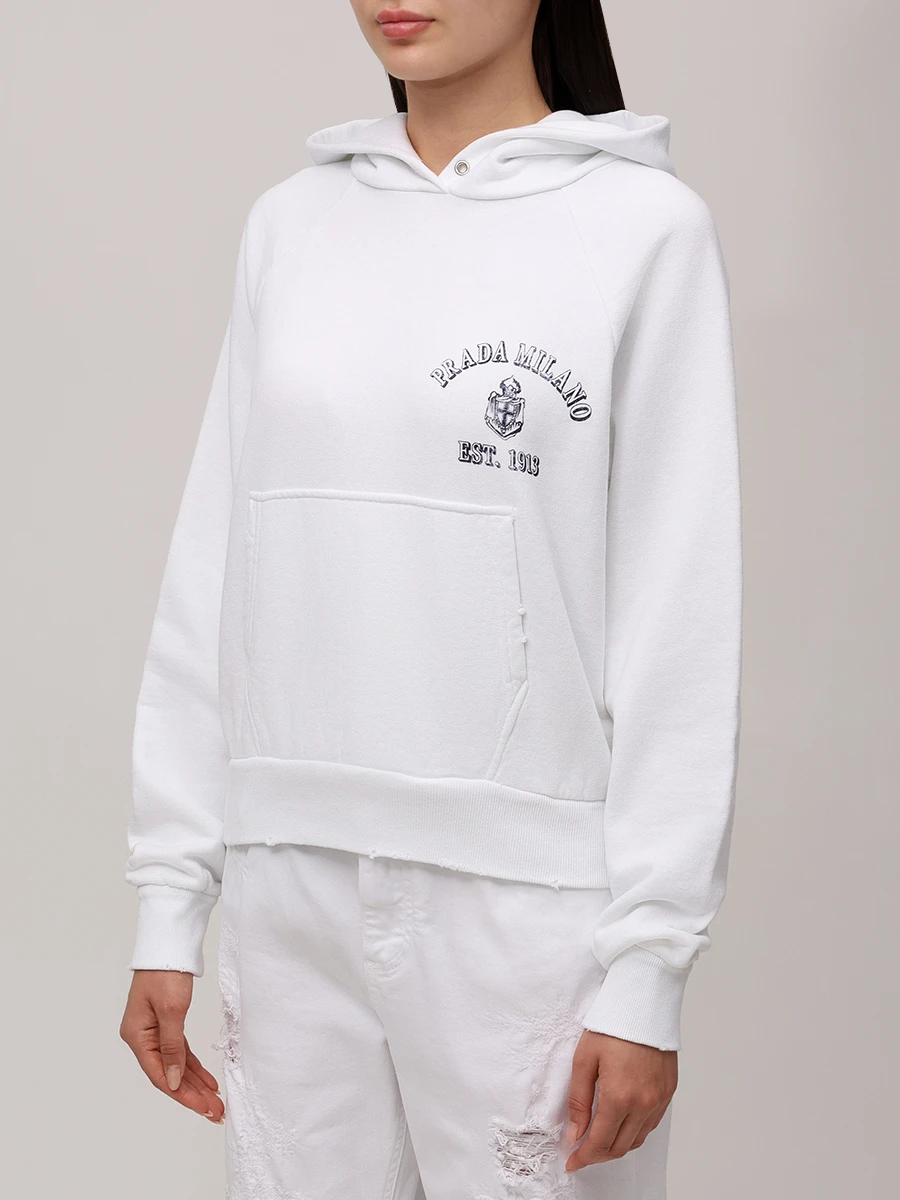 Худи хлопковое PRADA 134713SOOO16V4 F0009 Белый  Фото 4