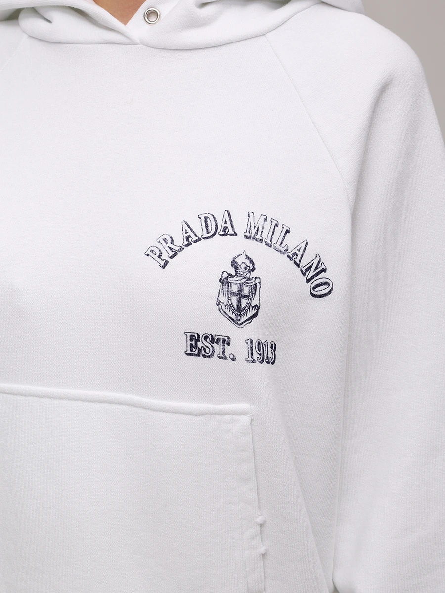 Худи хлопковое PRADA 134713SOOO16V4 F0009 Белый  Фото 5