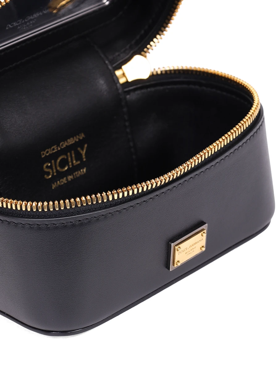 Сумка кожаная Sicily DOLCE & GABBANA BB7733B7321 80999 Черный  Фото 4