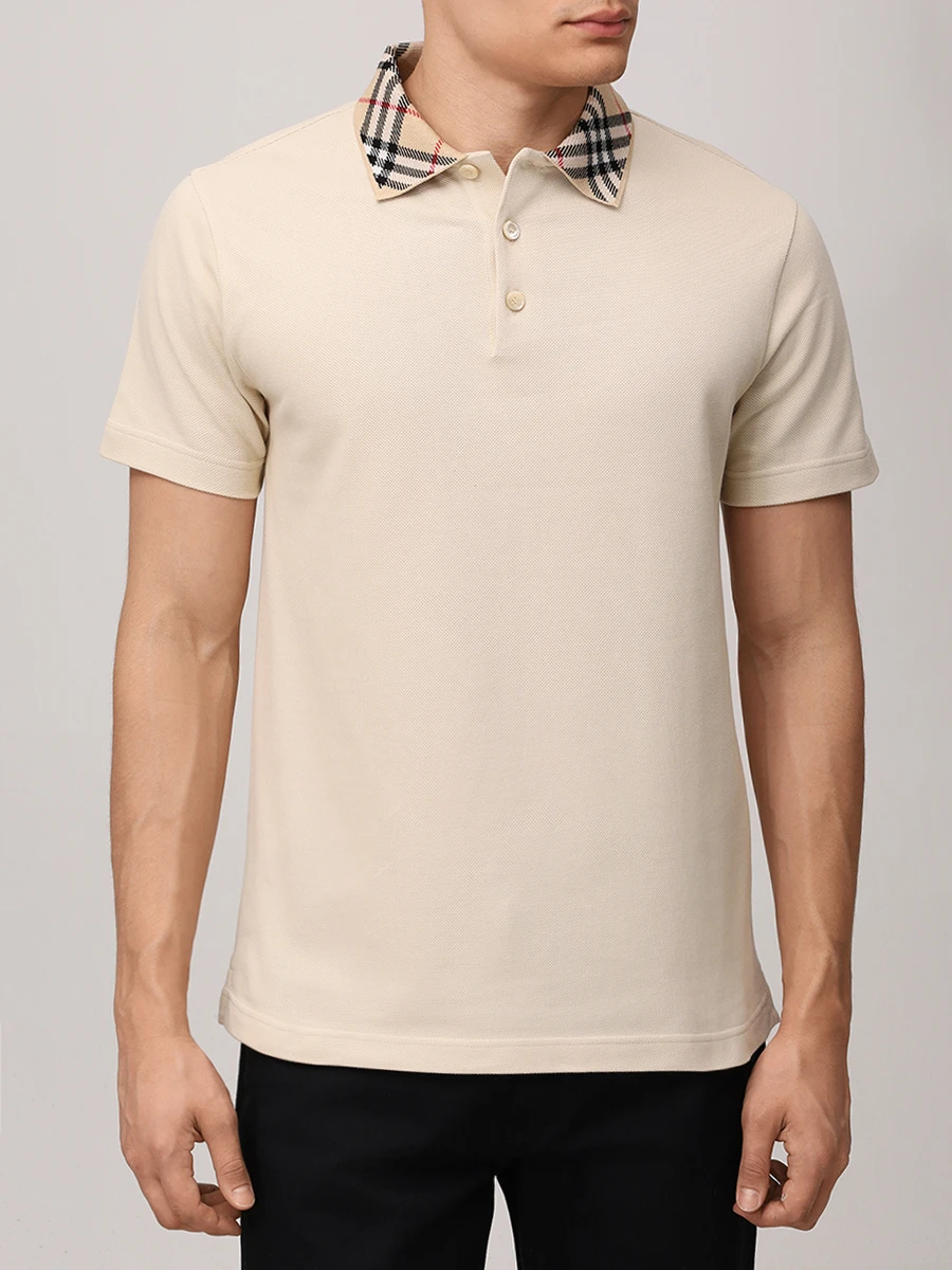 Поло хлопковое BURBERRY 8103864 C1740 Бежевый  Фото 4