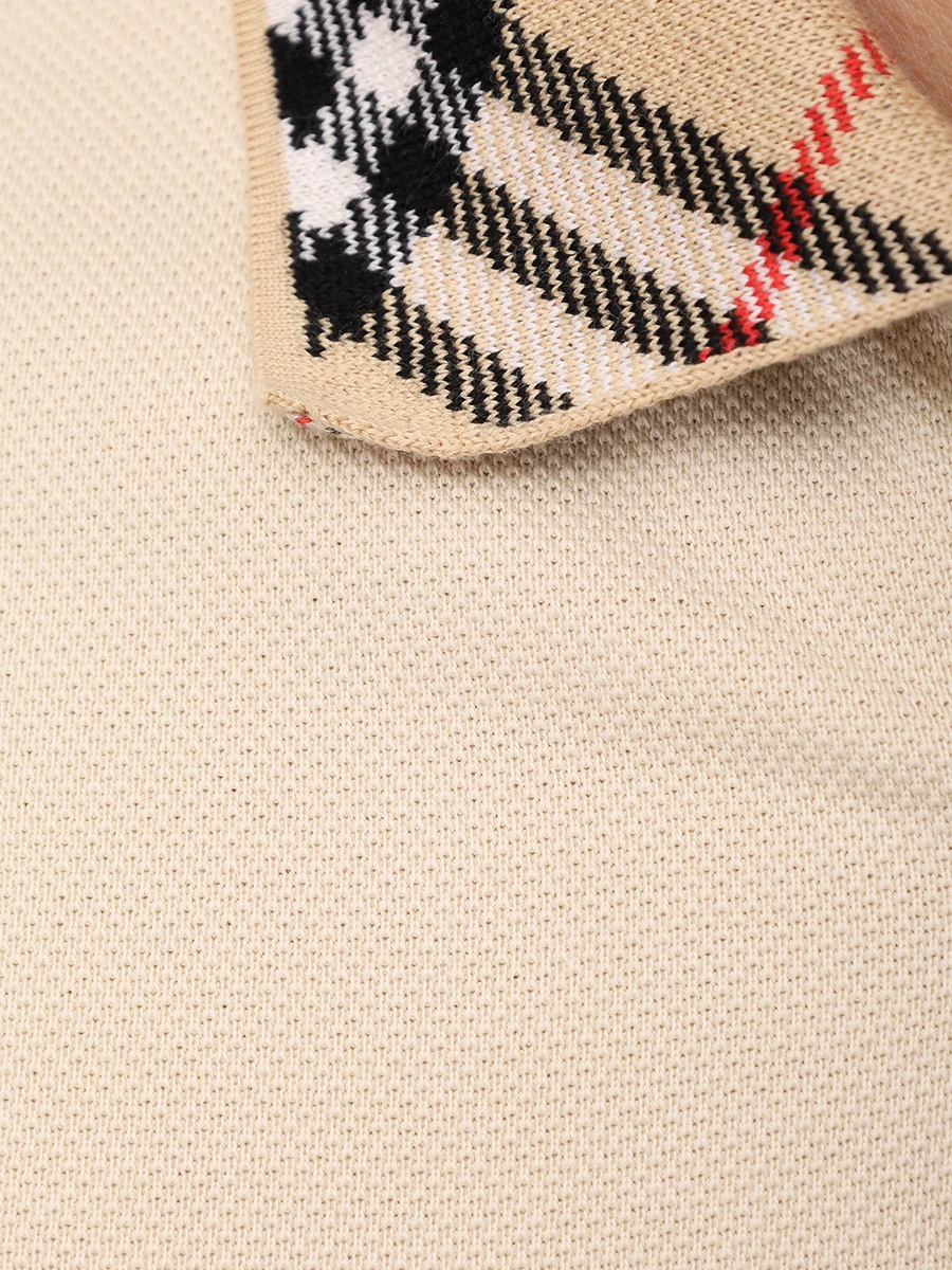 Поло хлопковое BURBERRY 8103864 C1740 Бежевый  Фото 6