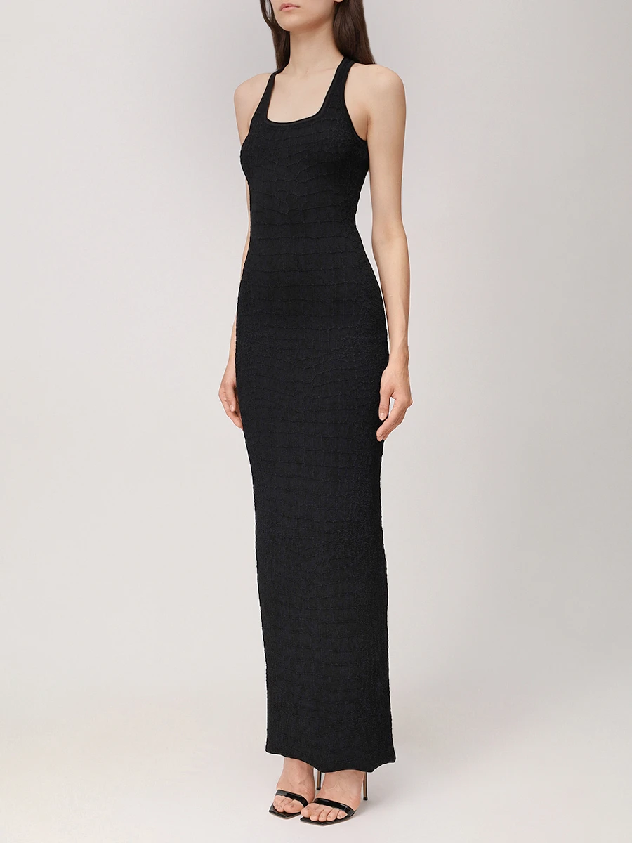 Платье из вискозы JACQUEMUS 251KN5722429 990 Черный  Фото 4