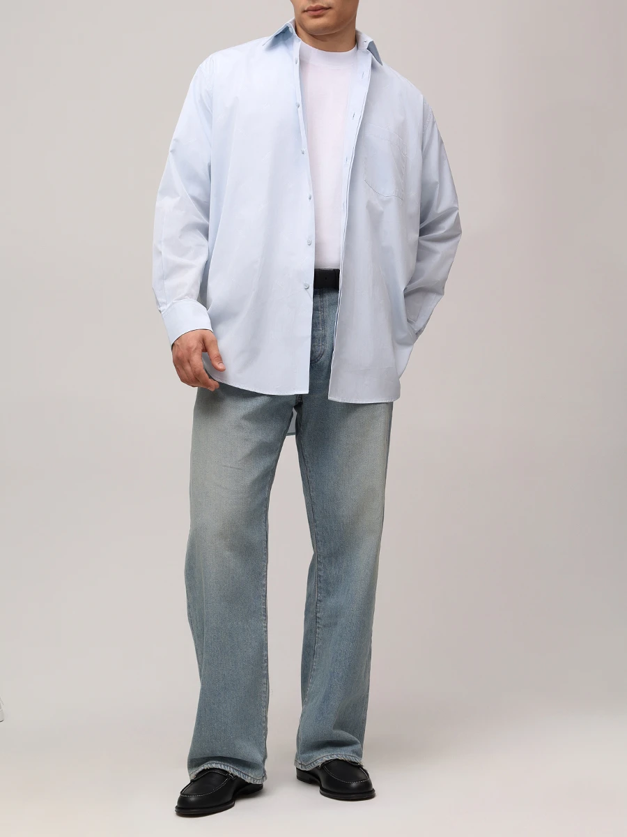 Рубашка хлопковая VETEMENTS UA66SH400L1010 Голубой  Фото 2