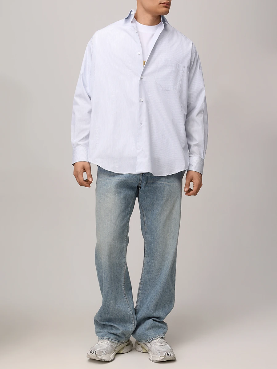 Рубашка Regular Fit хлопковая VETEMENTS UA66SH410N1020 Голубой  Фото 2