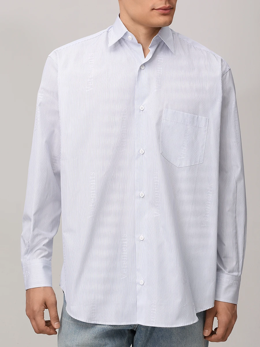 Рубашка Regular Fit хлопковая VETEMENTS UA66SH410N1020 Голубой  Фото 4