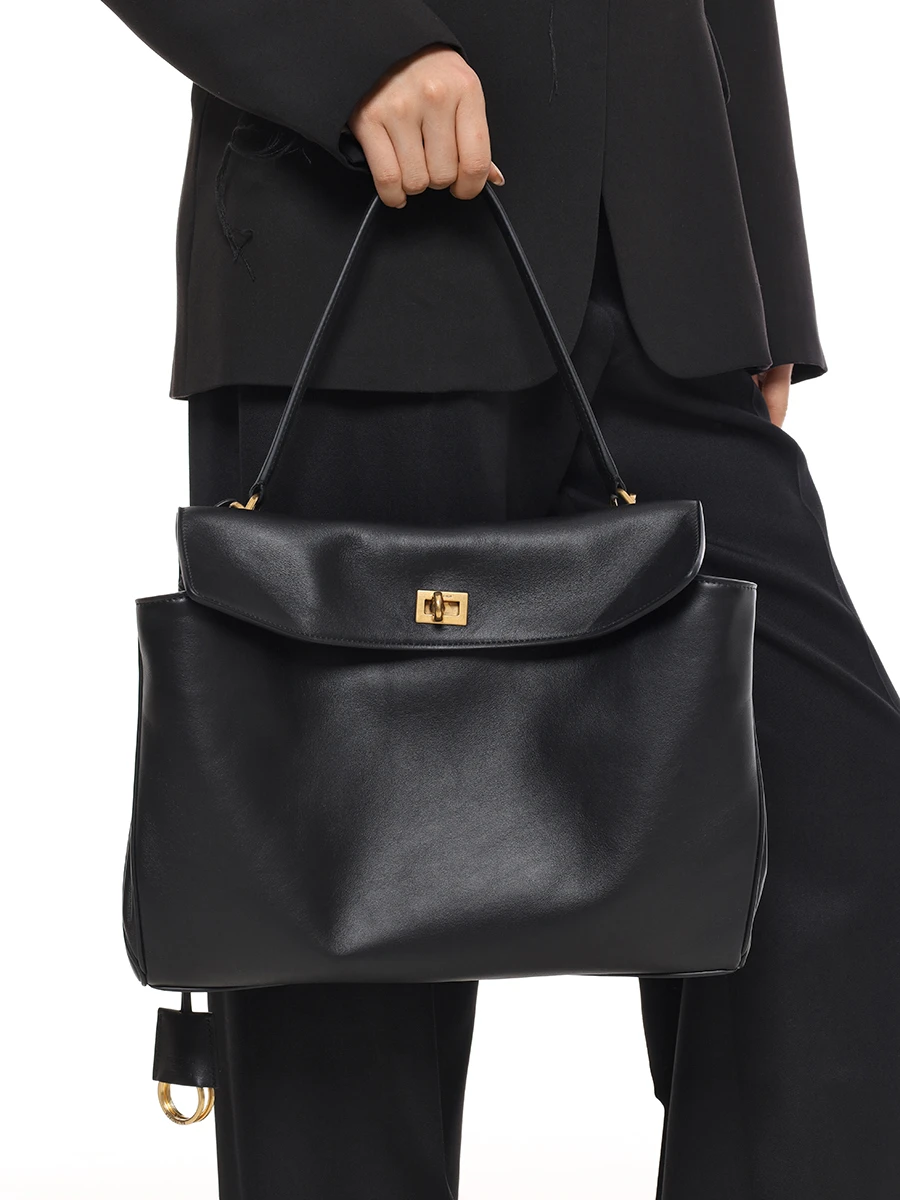 Сумка кожаная Rodeo BALENCIAGA 7897722AA4V 1000 Черный  Фото 2