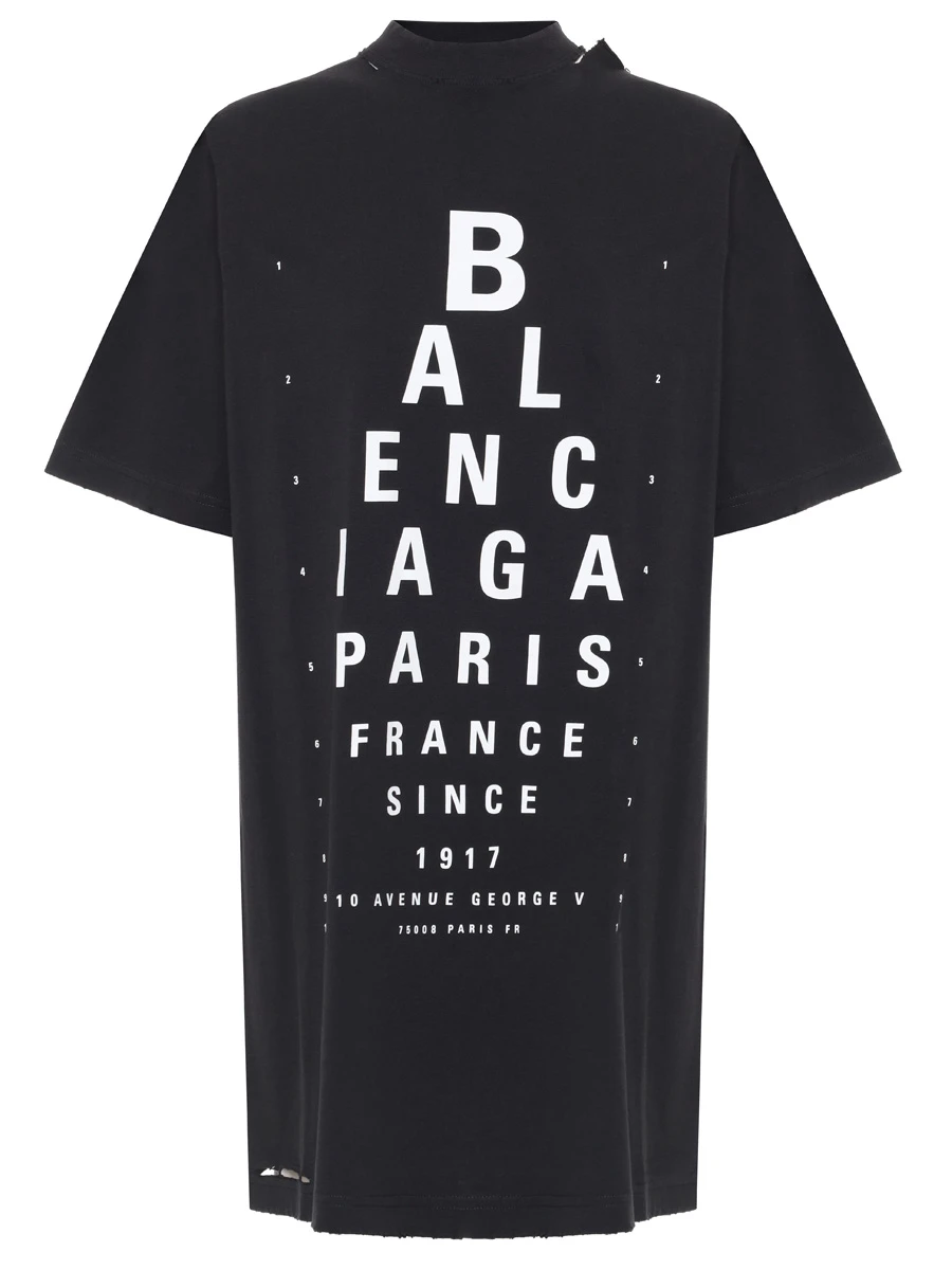 Футболка хлопковая BALENCIAGA 811688TRVU6 9034 Черный 