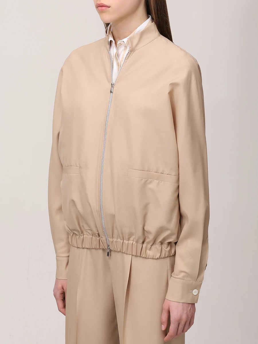 Бомбер шелковый KITON D59517K0973E01 Бежевый  Фото 4