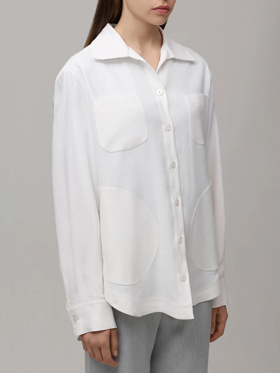Рубашка изо льна и вискозы KITON D50429 K09T8401 Белый  Фото 4