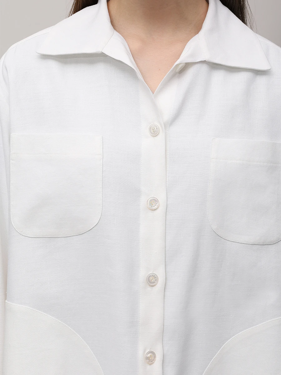 Рубашка изо льна и вискозы KITON D50429 K09T8401 Белый  Фото 5