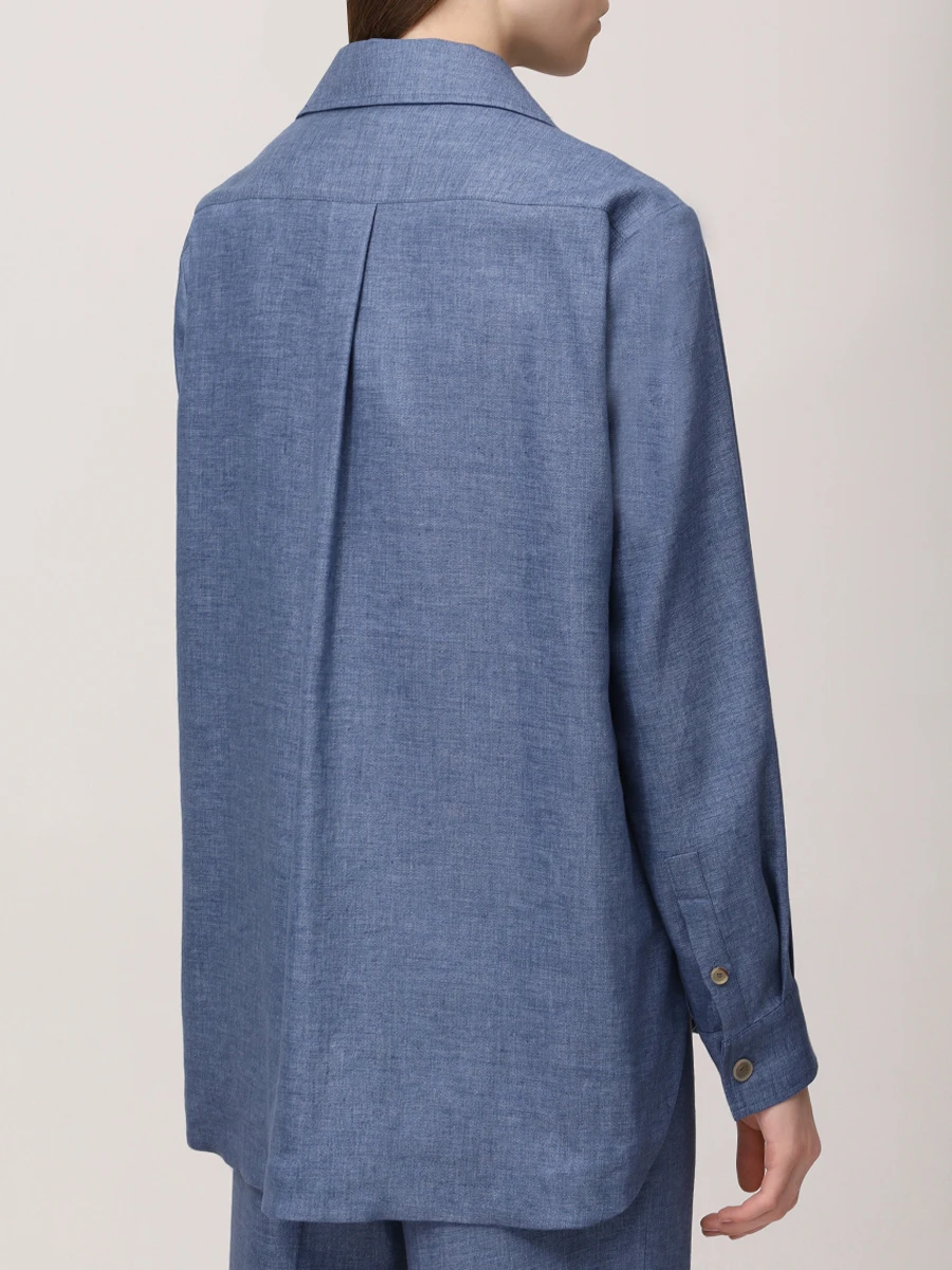 Рубашка льняная KITON D50429H0921603 Синий  Фото 3