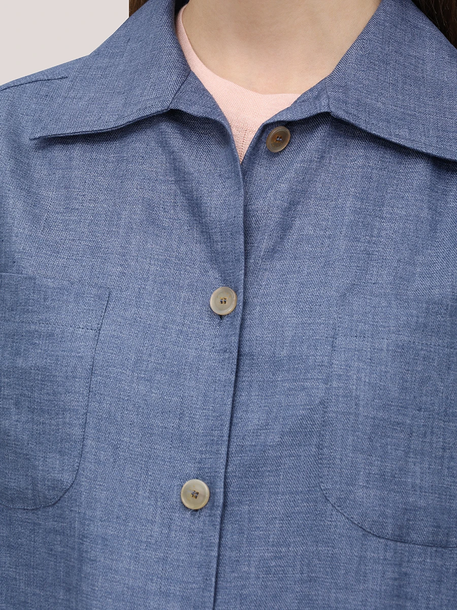 Рубашка льняная KITON D50429H0921603 Синий  Фото 5