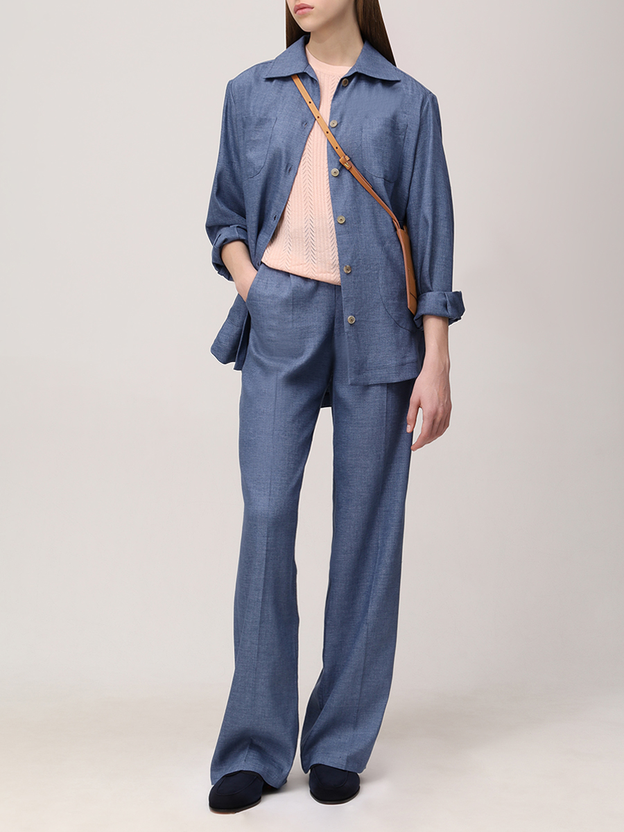 Рубашка льняная KITON D50429H0921603 Синий  Фото 2