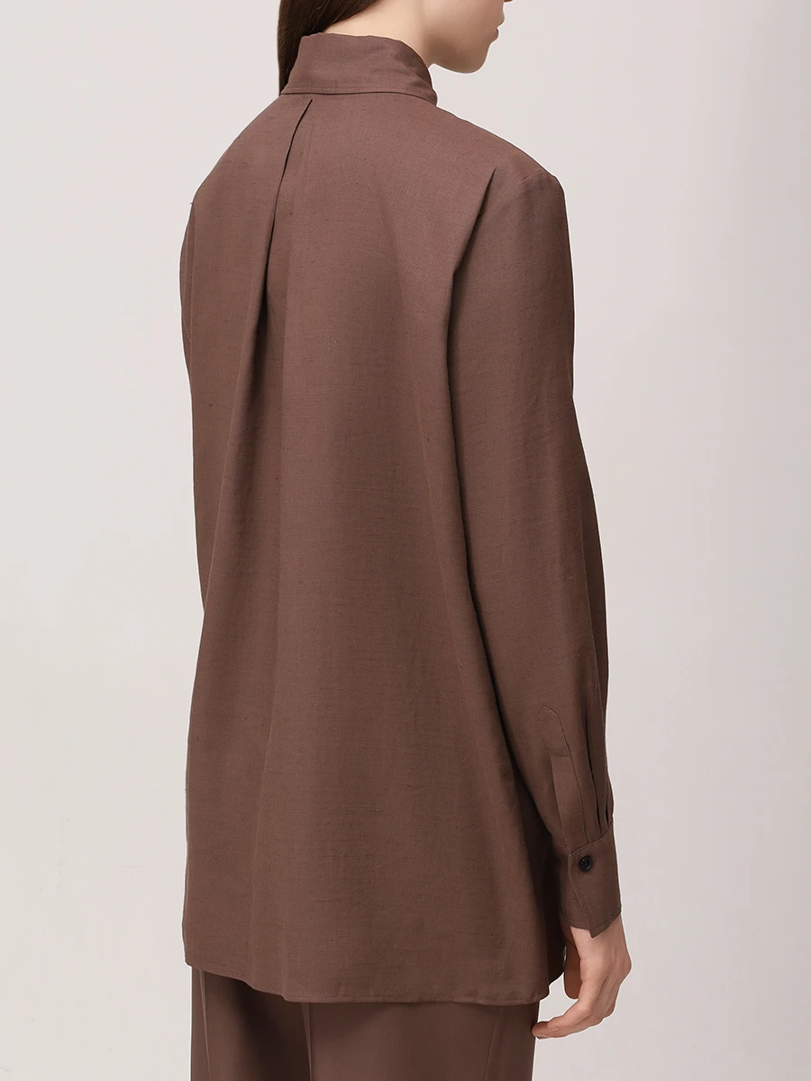 Рубашка изо льна и вискозы KITON D55407 K09T8415 Коричневый  Фото 3