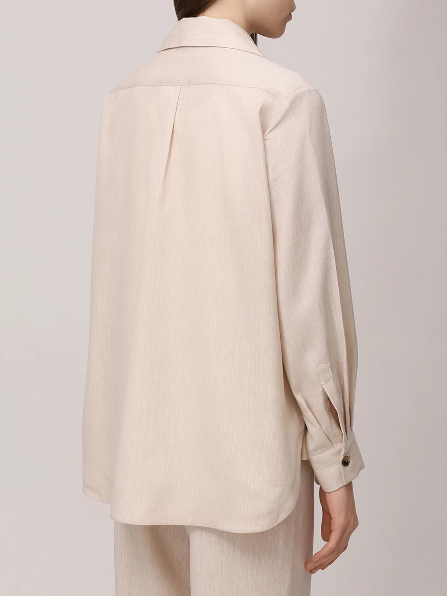 Рубашка изо льна и шерсти KITON D50429 K0906E01 Бежевый  Фото 3