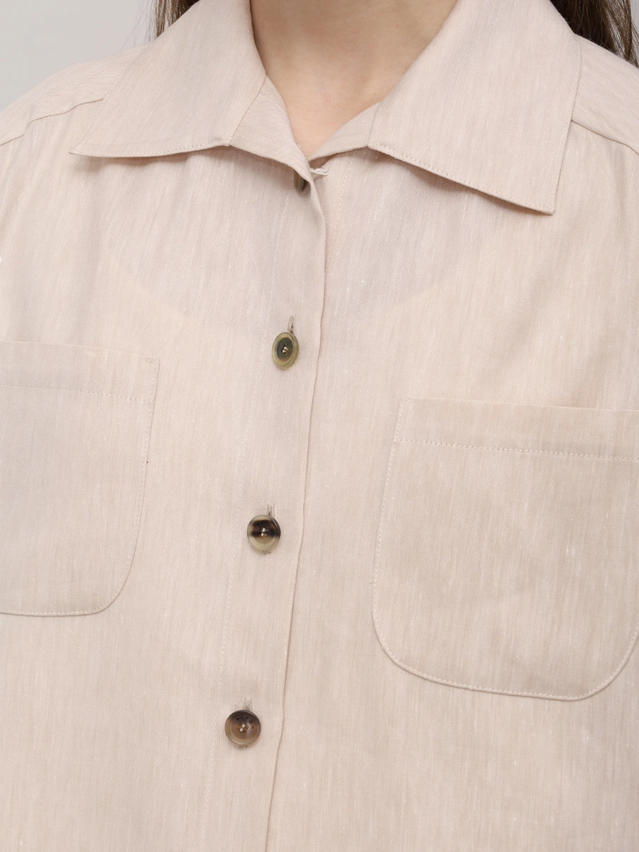 Рубашка изо льна и шерсти KITON D50429 K0906E01 Бежевый  Фото 5