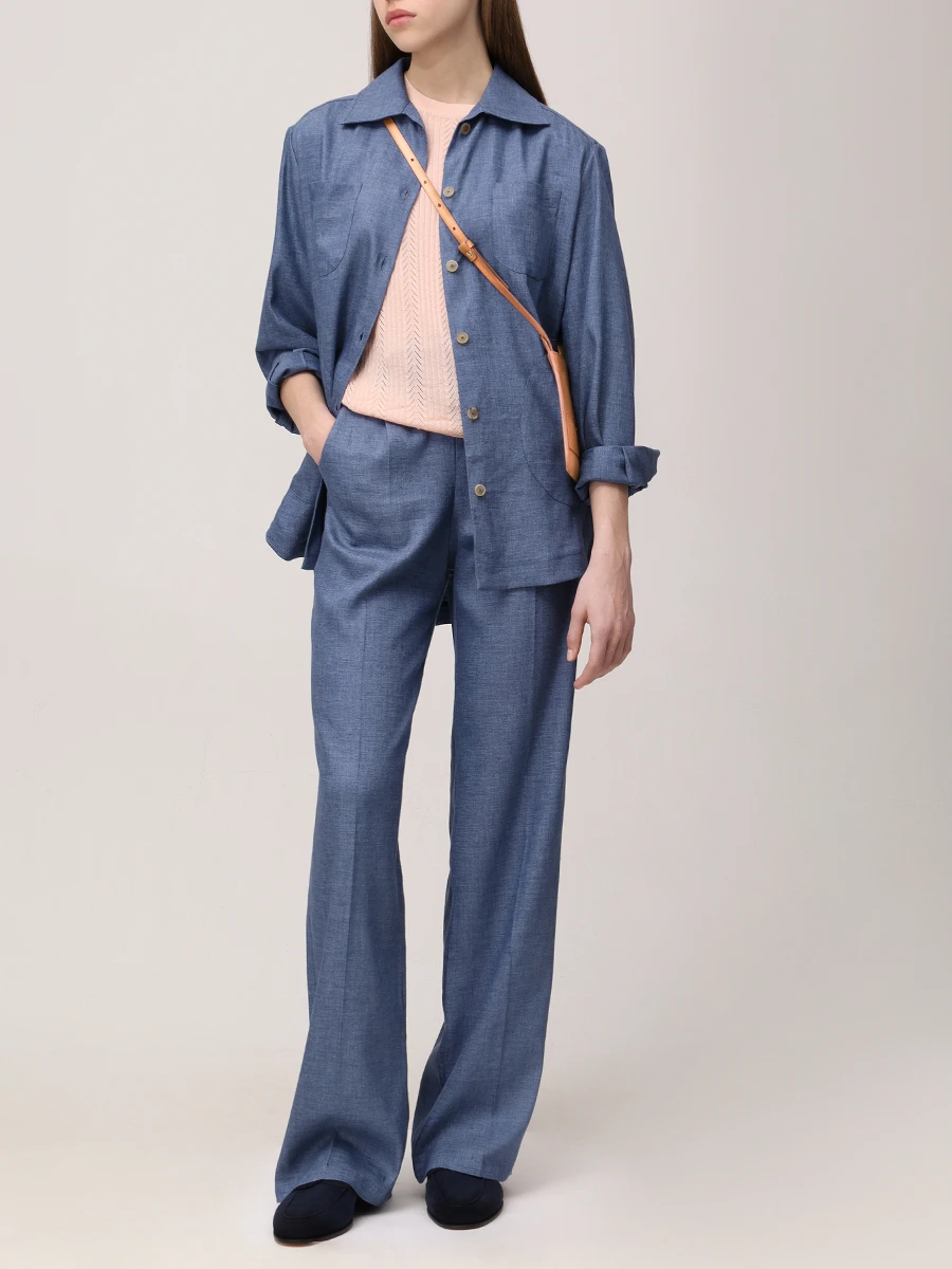 Брюки льняные KITON D48122H0921603 Синий  Фото 2