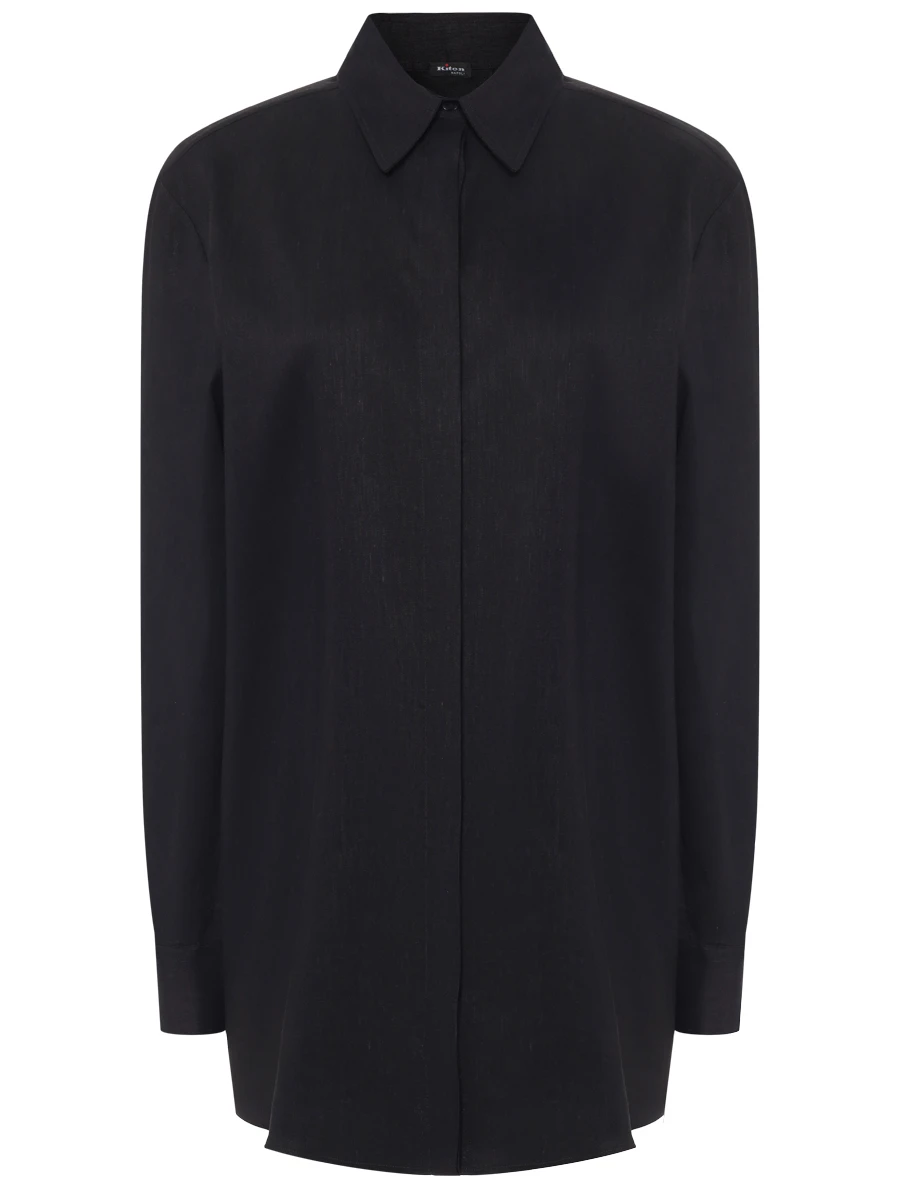 Рубашка изо льна и шерсти KITON D55407 K0919E04 Черный 