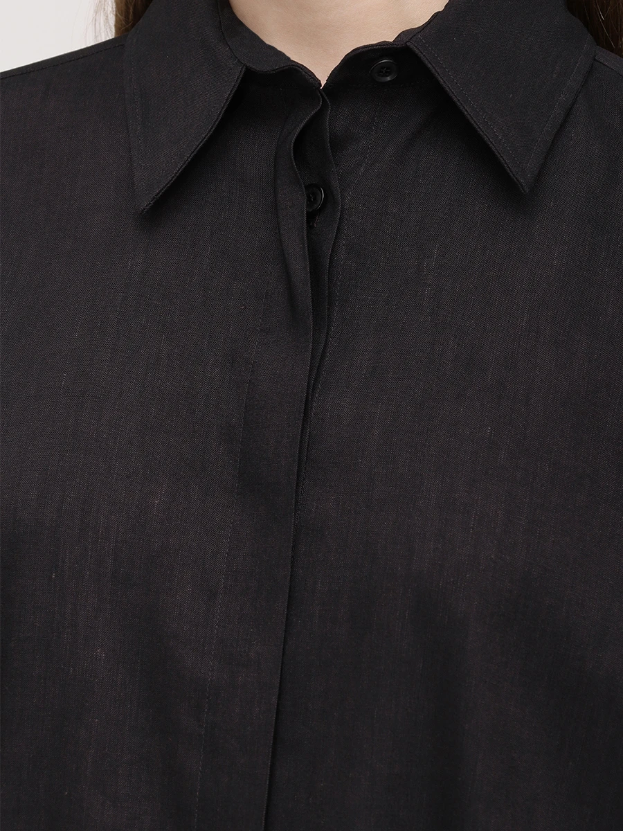 Рубашка изо льна и шерсти KITON D55407 K0919E04 Черный  Фото 5
