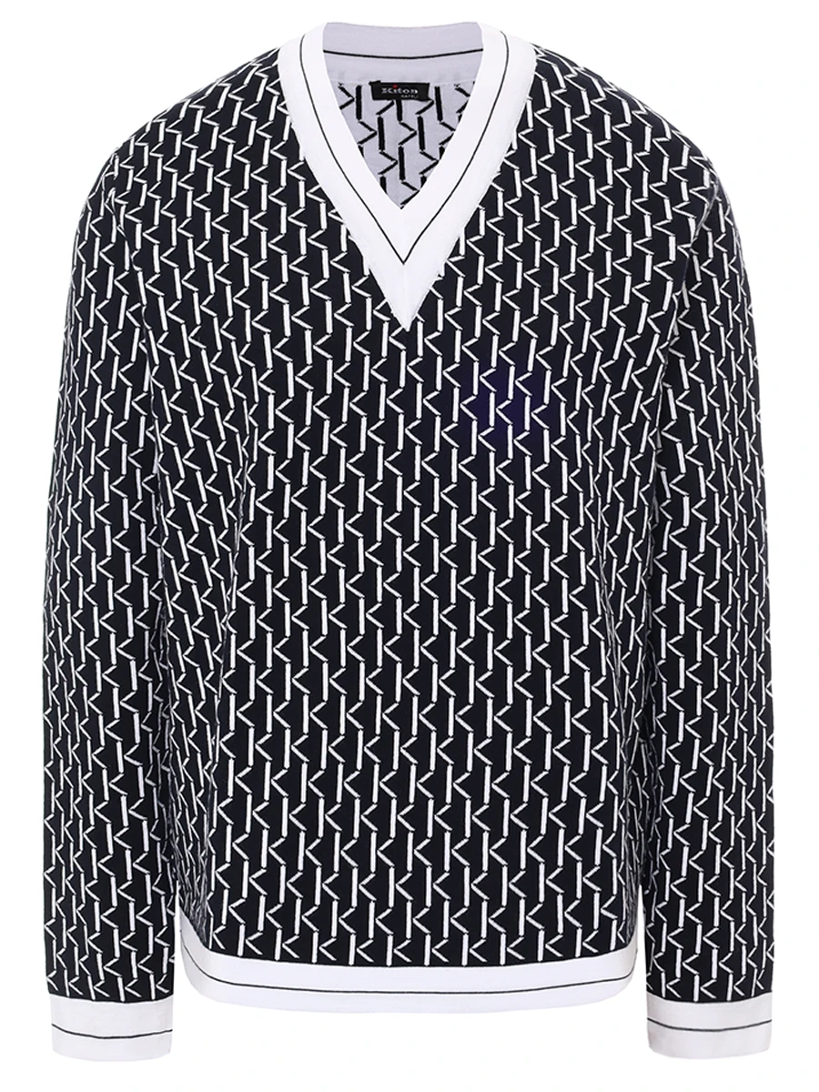 Пуловер хлопковый KITON D59777K0954F01 Принт 