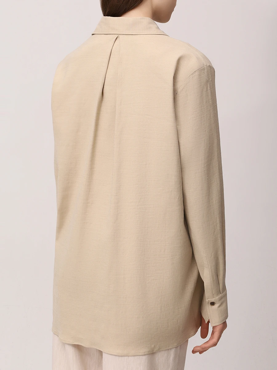 Рубашка изо льна и вискозы KITON D55407 K09T8402 Бежевый  Фото 3