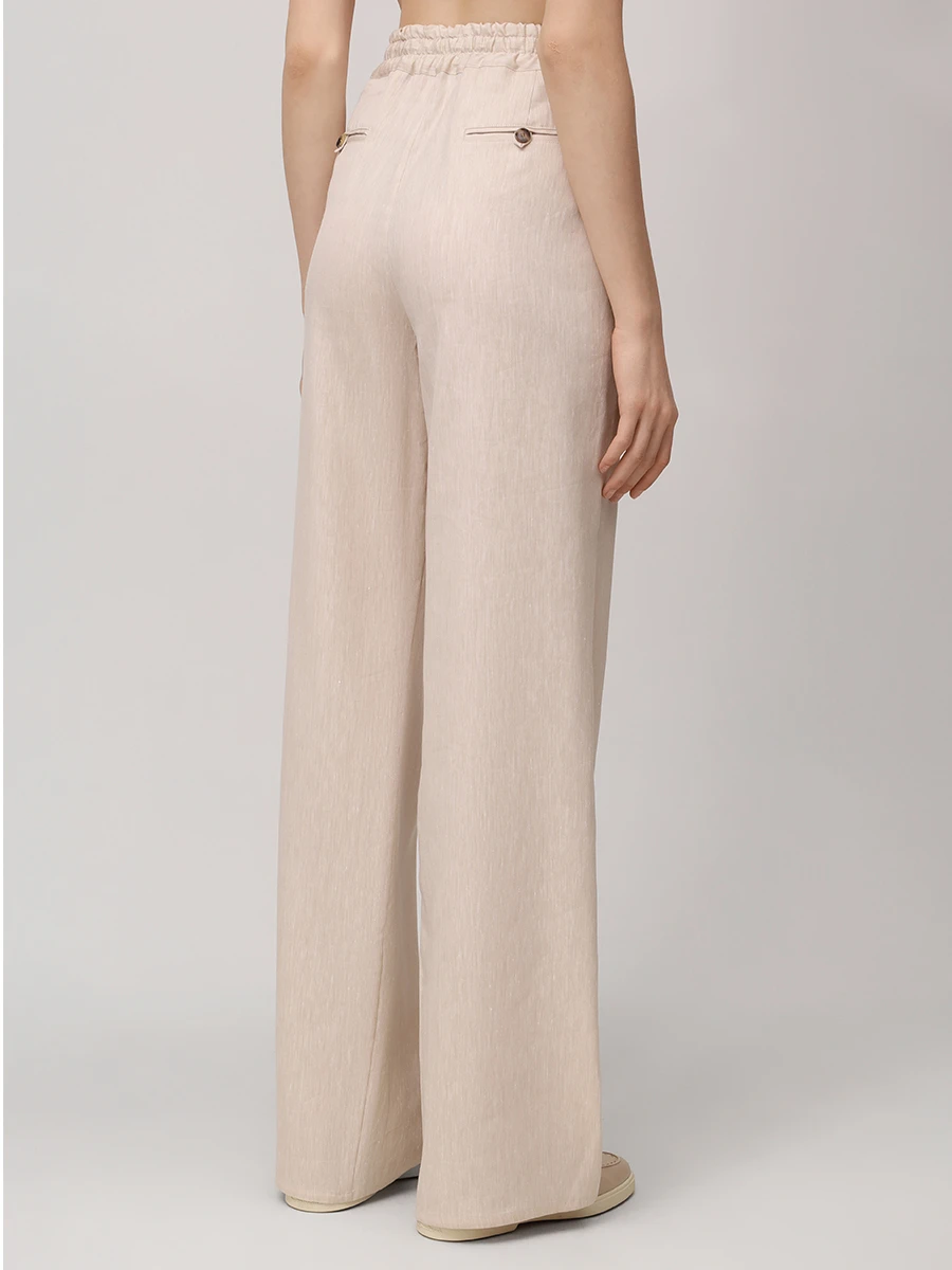 Брюки изо льна и шерсти KITON D48122 K0906E01 Бежевый  Фото 3