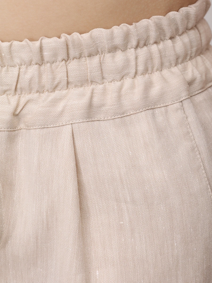 Брюки изо льна и шерсти KITON D48122 K0906E01 Бежевый  Фото 5