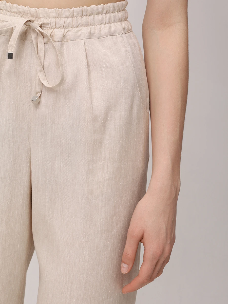 Брюки изо льна и шерсти KITON D48122 K0906E01 Бежевый  Фото 6