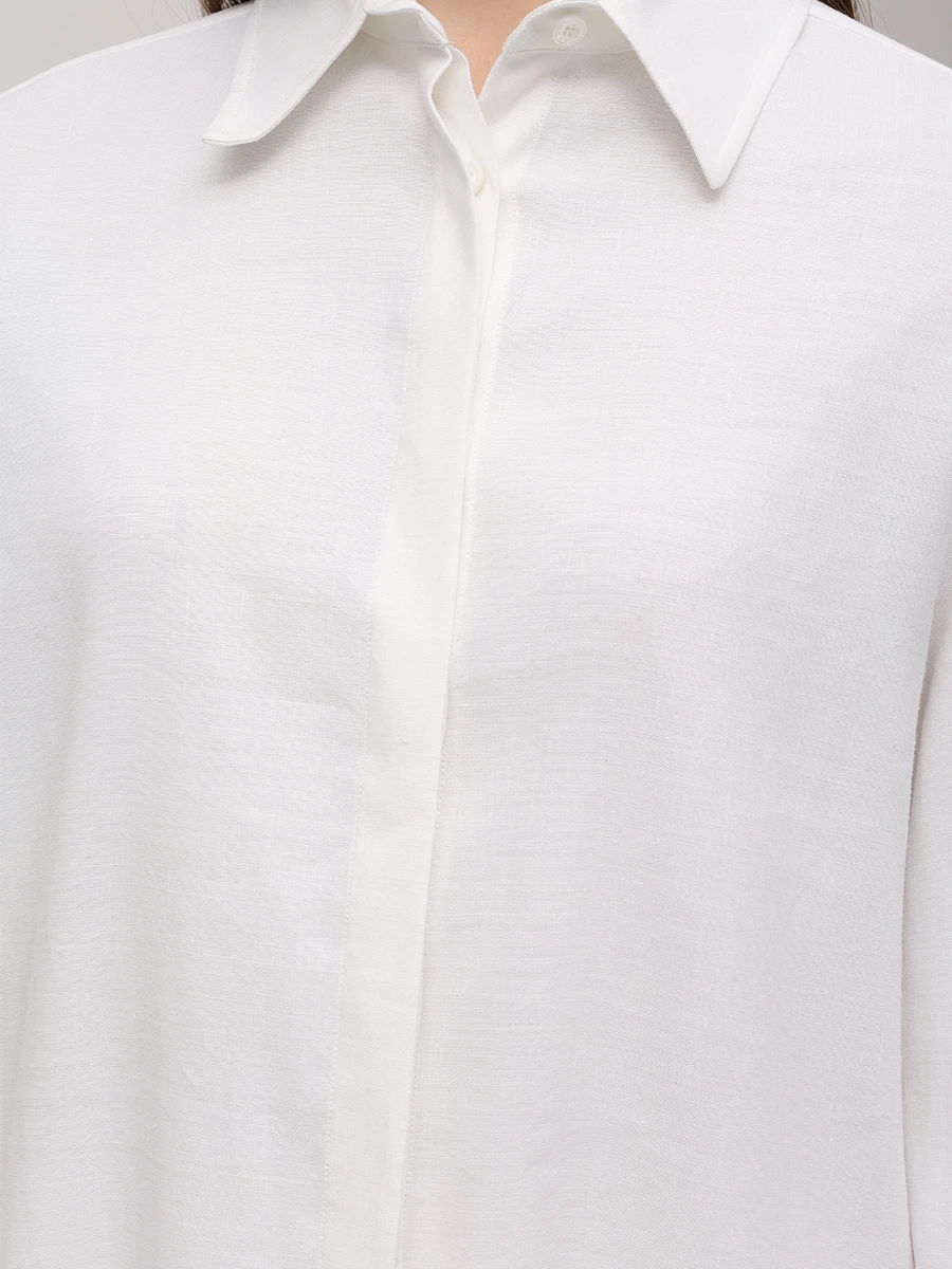 Рубашка изо льна и вискозы KITON D55407 K09T8401 Белый  Фото 5