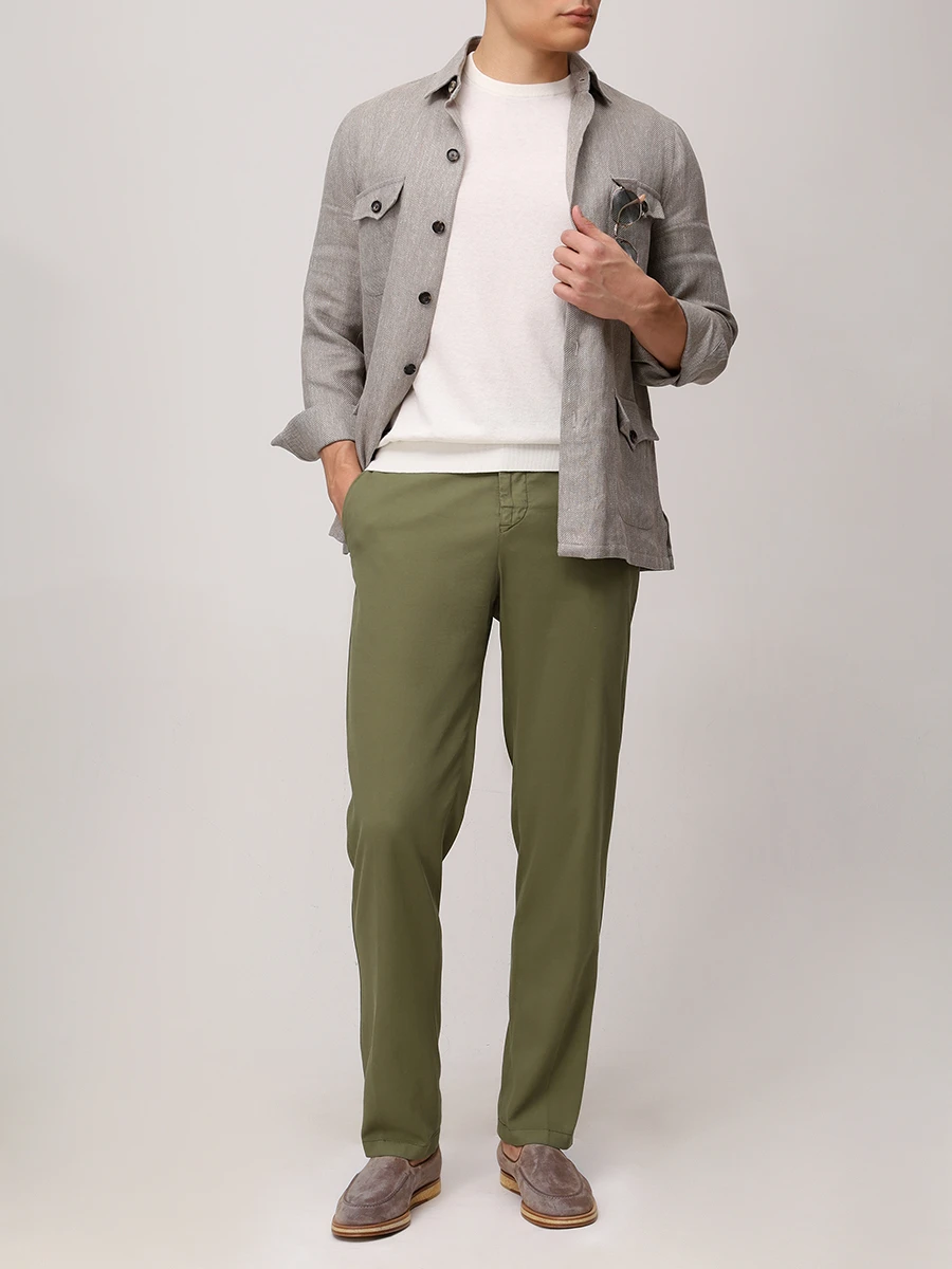 Брюки хлопковые KITON UFPPEK0607F08000 Зеленый  Фото 2