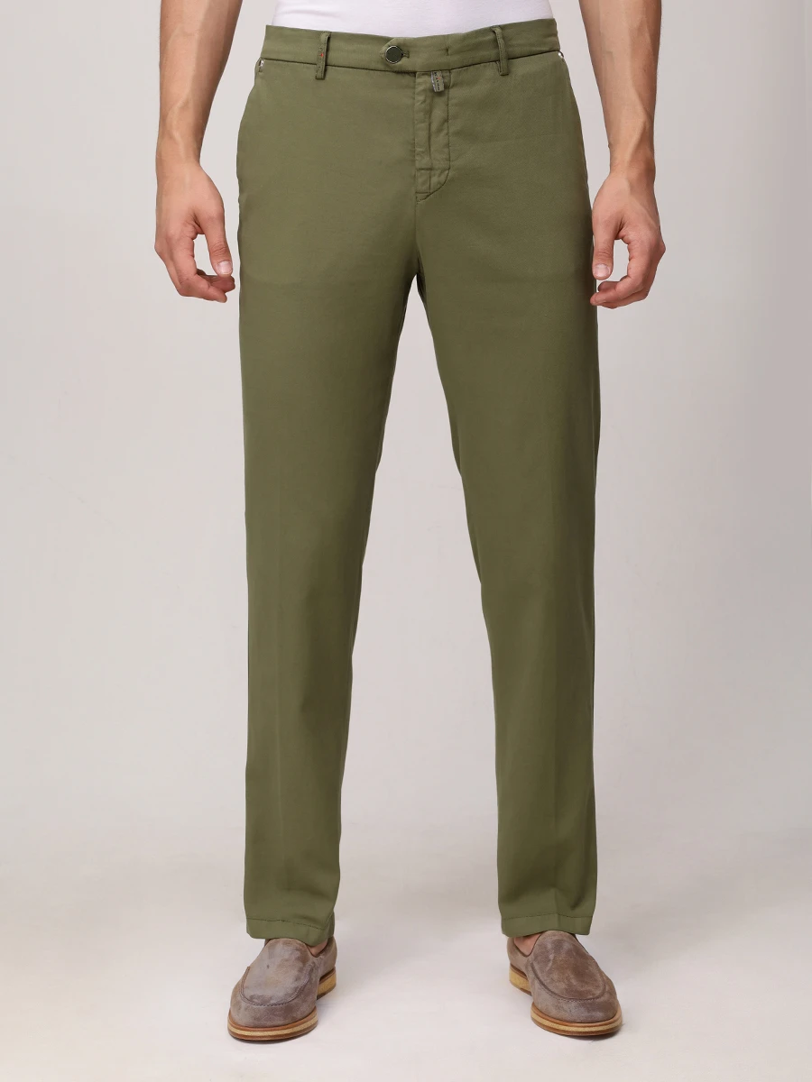 Брюки хлопковые KITON UFPPEK0607F08000 Зеленый  Фото 4