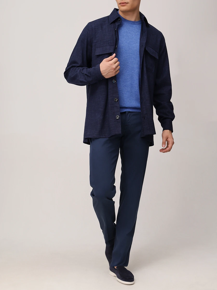Брюки Slim Fit хлопковые KITON UPNJSK0612F19000 Синий  Фото 2