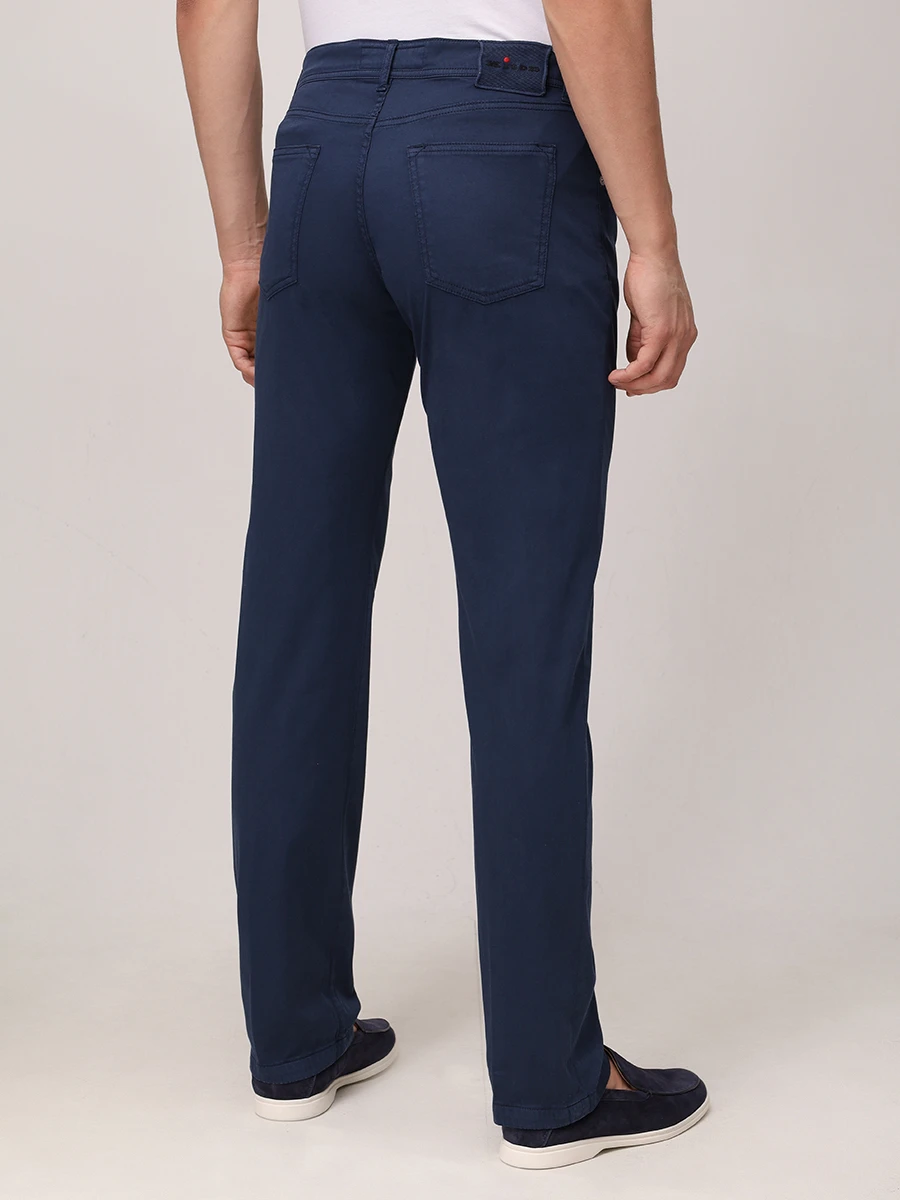 Брюки Slim Fit хлопковые KITON UPNJSK0612F19000 Синий  Фото 3