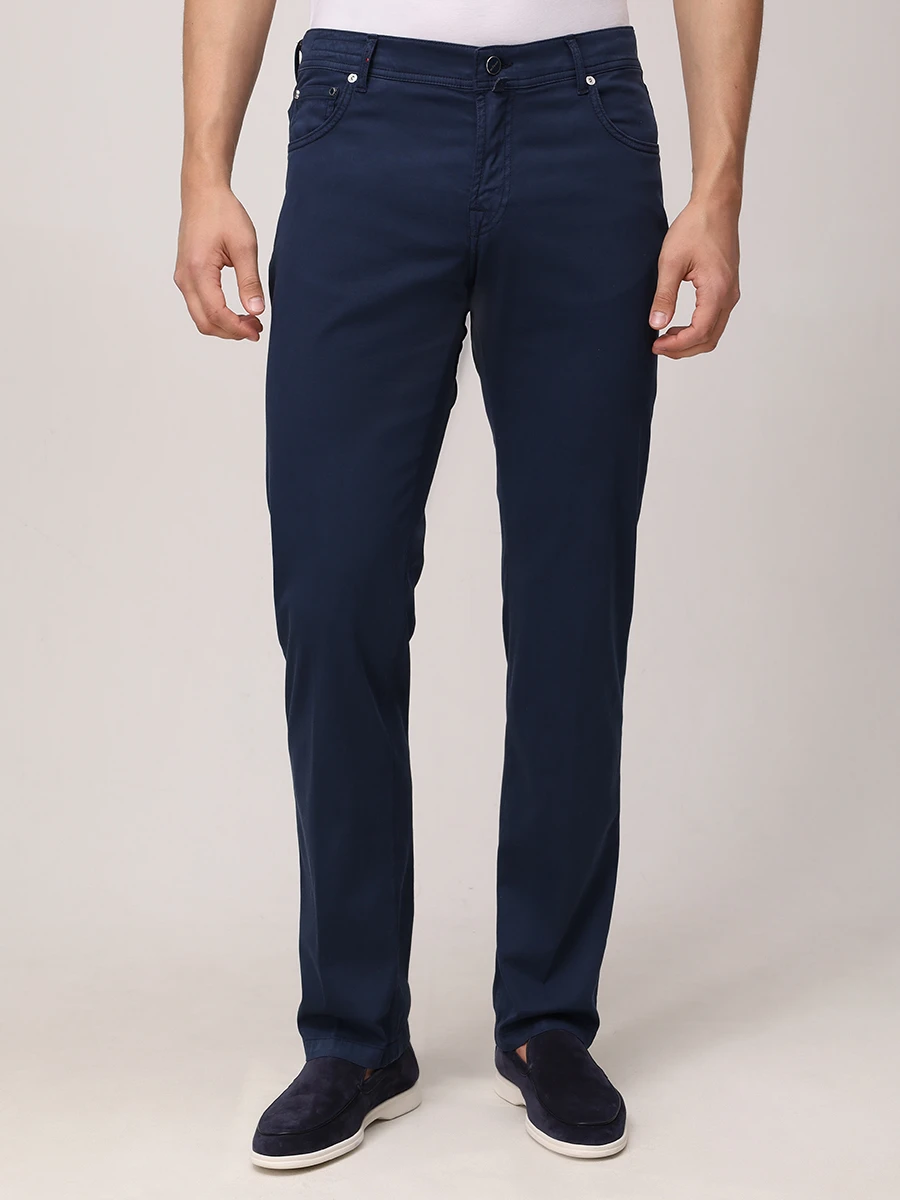 Брюки Slim Fit хлопковые KITON UPNJSK0612F19000 Синий  Фото 4