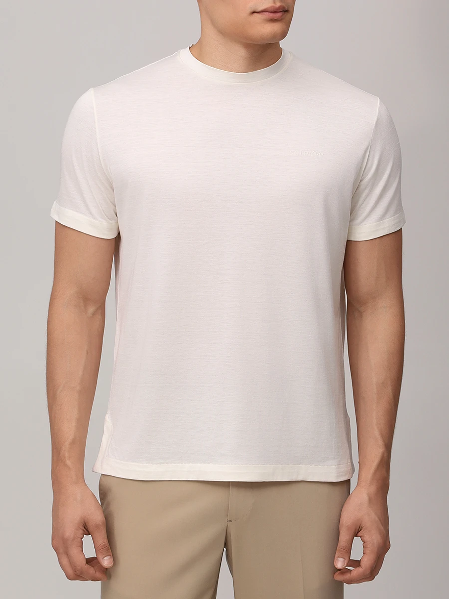 Футболка из шелка и хлопка COLOMBO TS00404/-/M0146-J0/00089 Кремовый  Фото 4