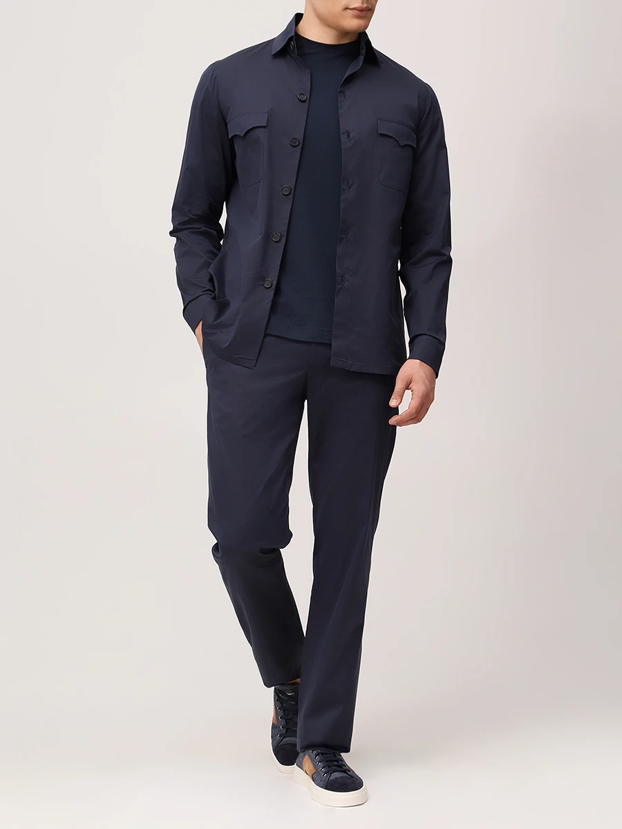 Футболка из шелка и хлопка COLOMBO TS00404/-/M0146-J0/43276 Темно Синий  Фото 2