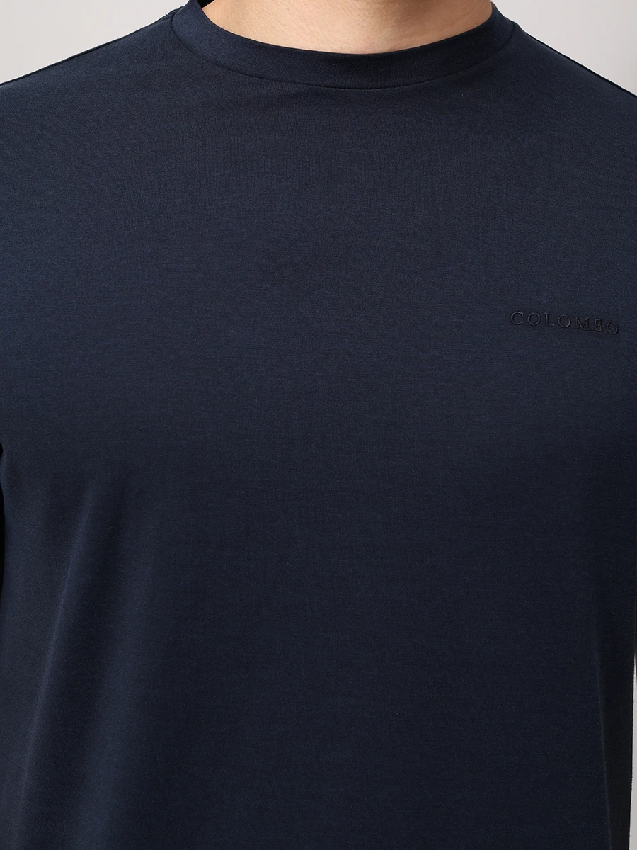 Футболка из шелка и хлопка COLOMBO TS00404/-/M0146-J0/43276 Темно Синий  Фото 5